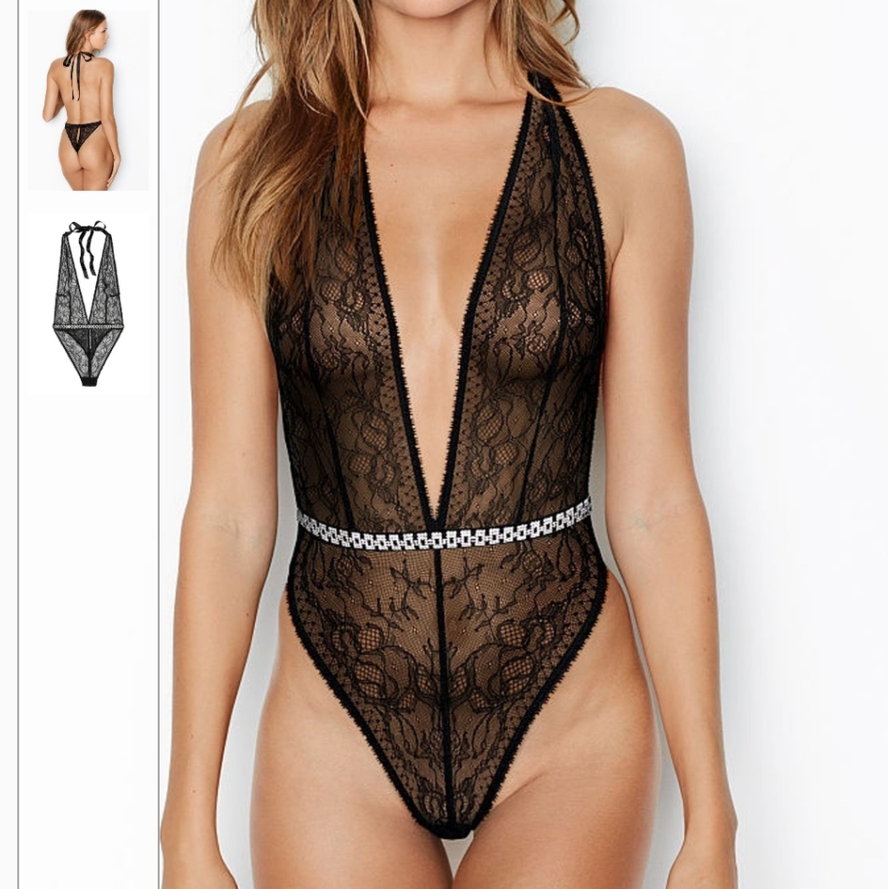 Victoria Secret Lace Rhinestone Teddy  XL